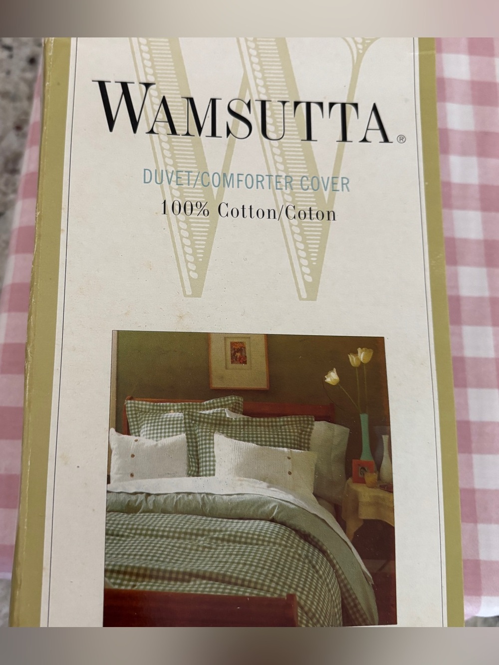 NWT Vintage Wamsutta Pink & White Gingham Cotton Duvet Cover